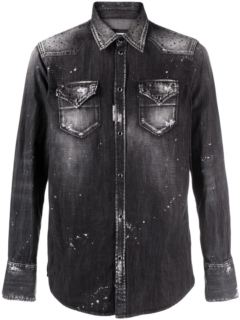 distressed denim shirt - 1