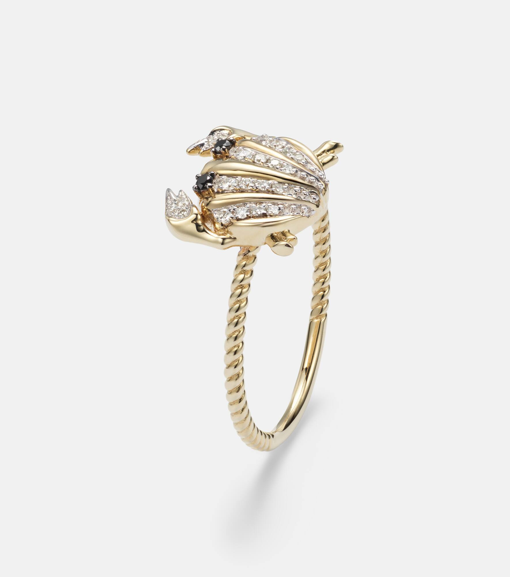 Crabe Coquillage Mini 9kt gold ring with diamonds - 4
