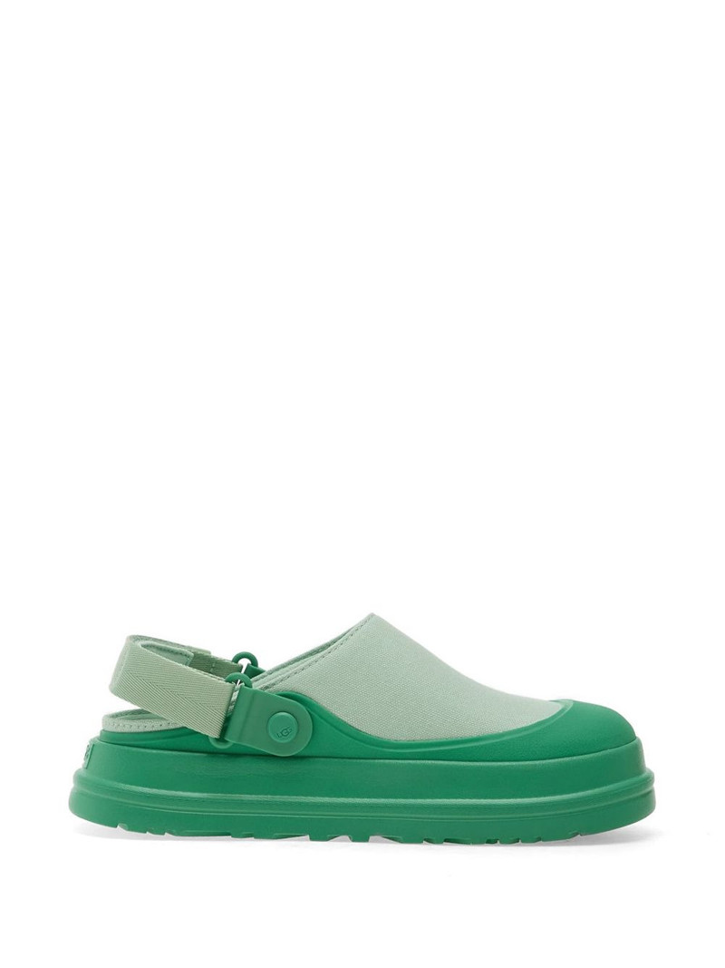 GoldenGlow canvas flat mules 1