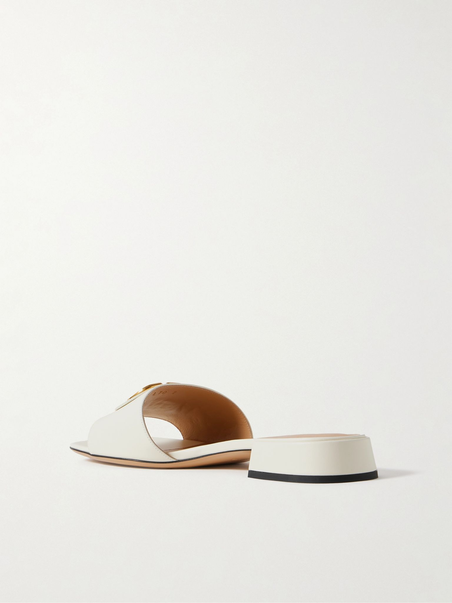 VLogo embellished leather slides Ivory - 3