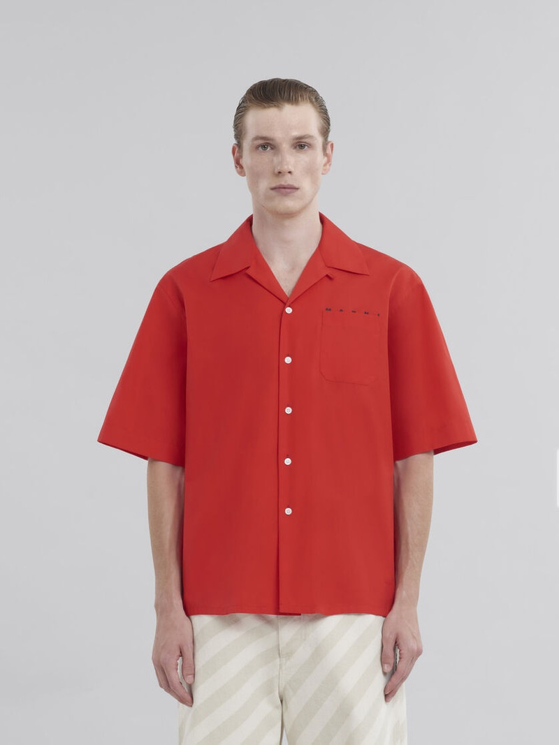 Marni RED ORGANIC POPLIN BOWLING SHIRT WITH HIDDEN LOGO outlook
