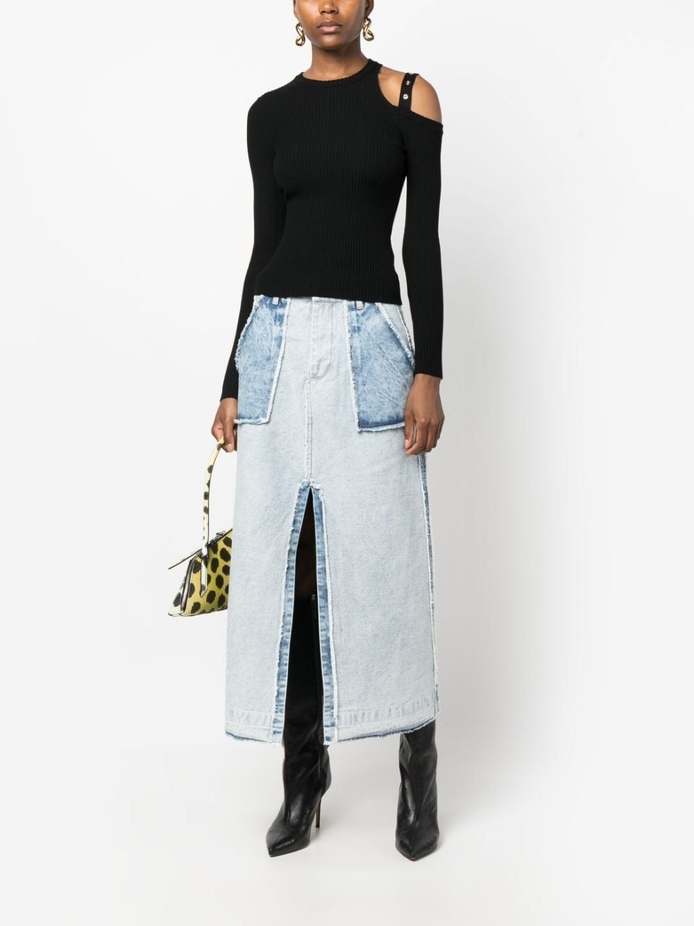 Floral Embellished Wide Leg Jeans in Blue - Blumarine