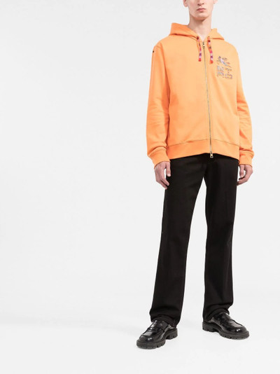 Etro logo-debossed zip-up hoodie outlook