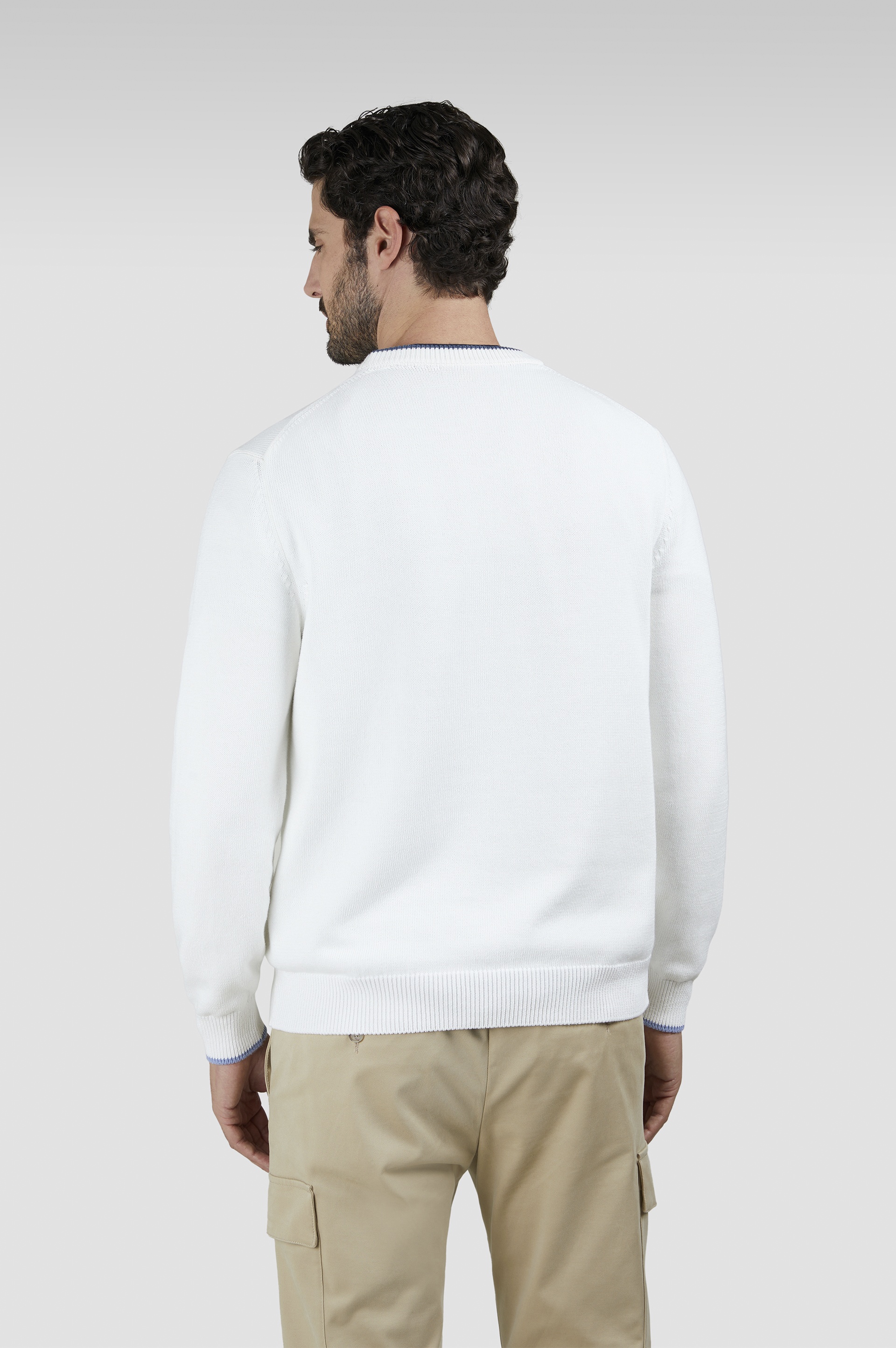 JACQUARD COTTON SWEATER WITH SHARKS INLAY - 3