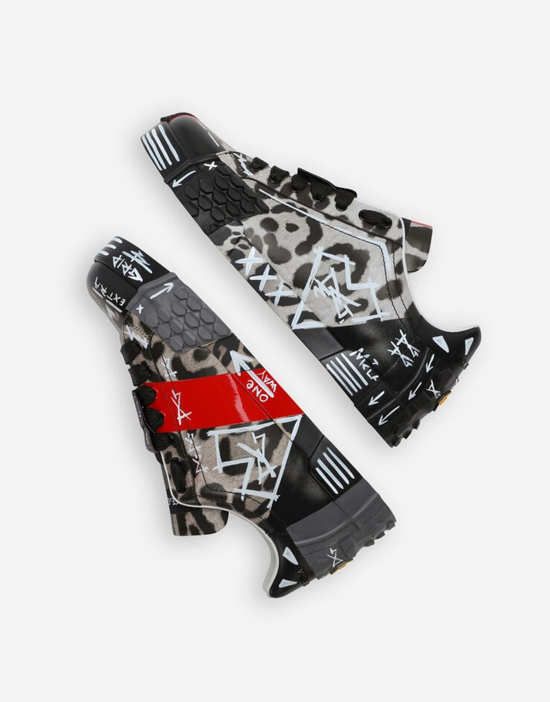 Printed calfskin Portofino sneakers with lettering 5