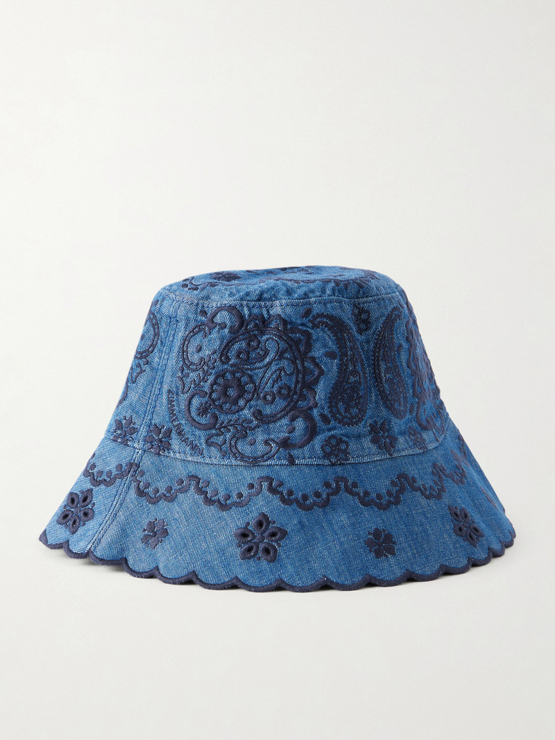 Embroidered Denim Bucket Hat 1