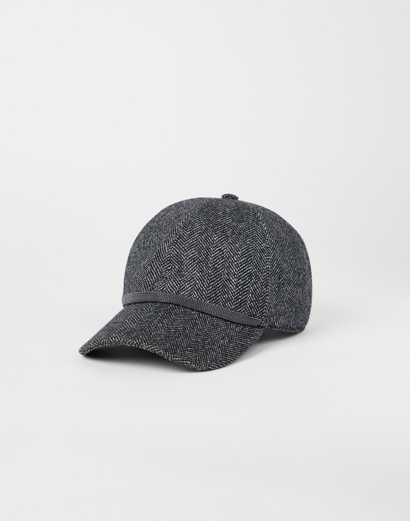 Brushed techno wool chevron baseball cap with shiny band - 1