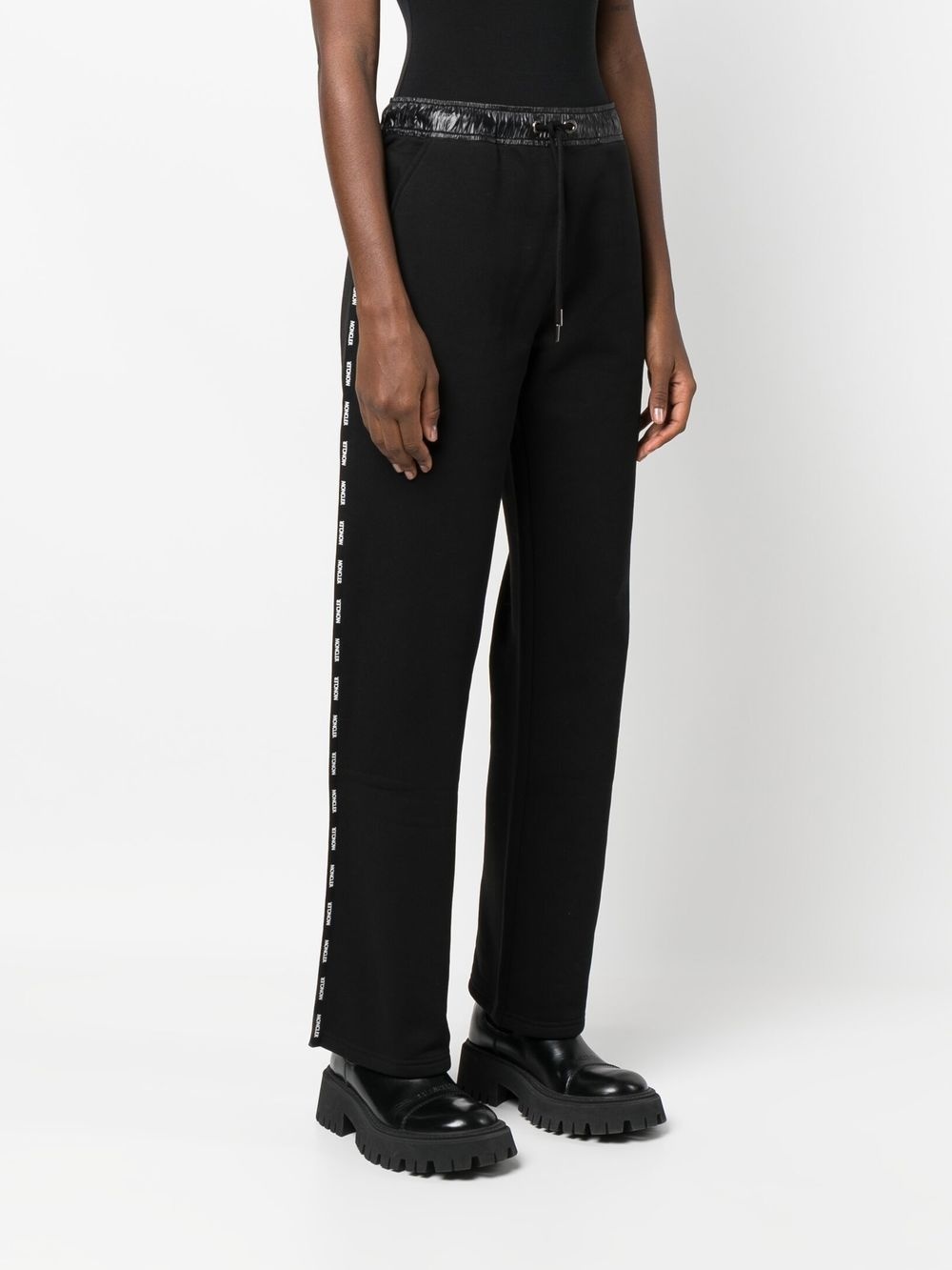 logo-patch wide-leg trousers - 3