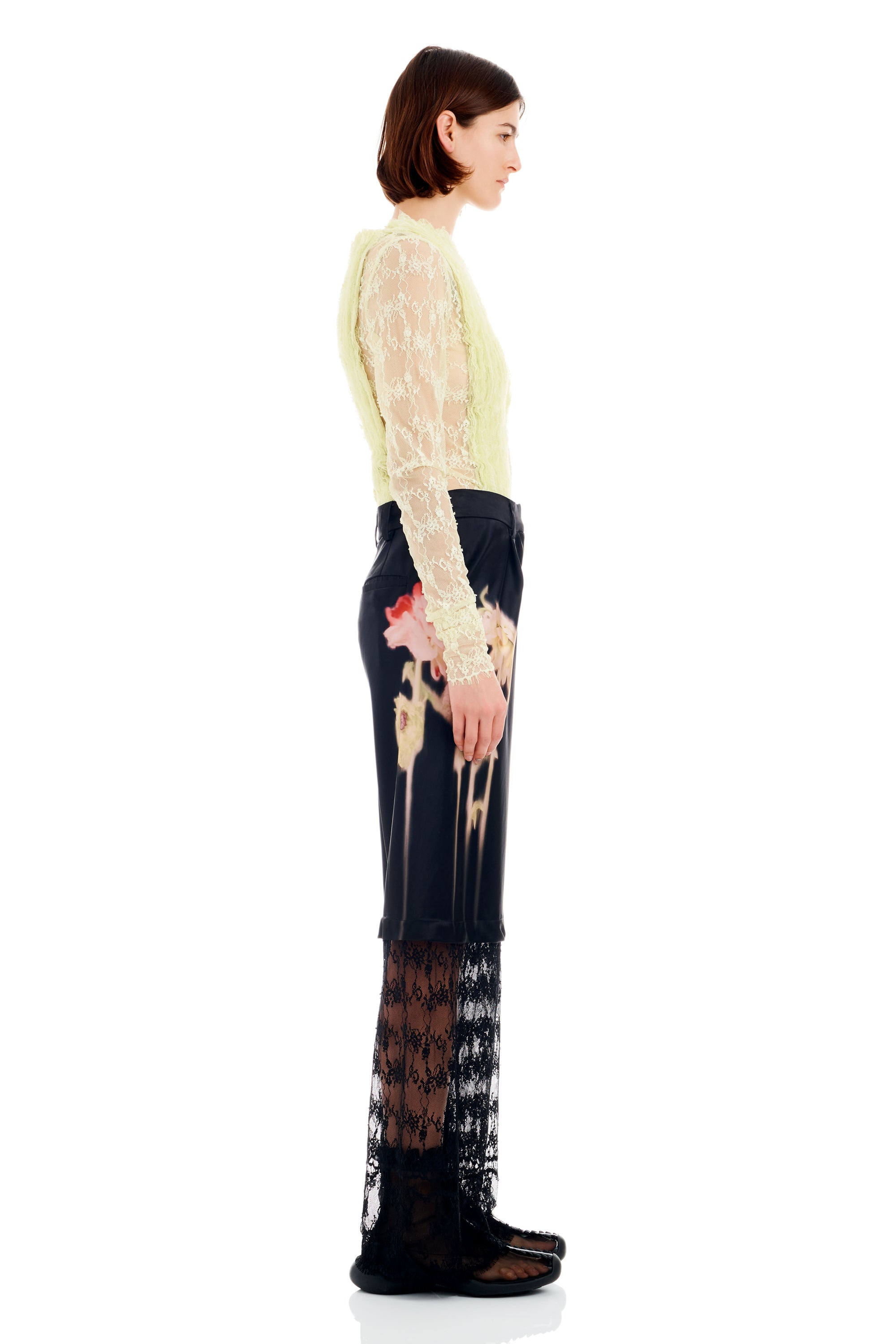 BLACK FLOWER DRIP DANTE LACE TROUSER - 4