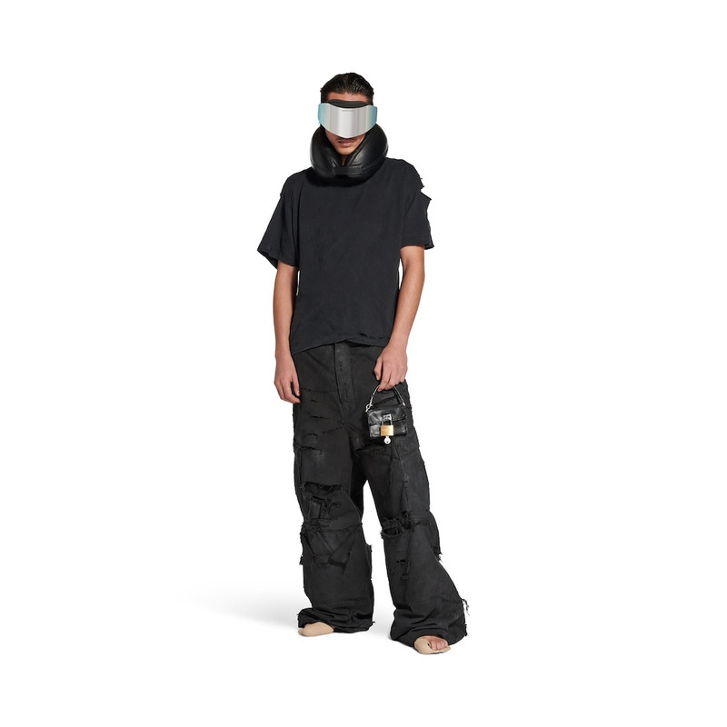 BALENCIAGA Men's Distressed Large Cargo Pants in Black outlook