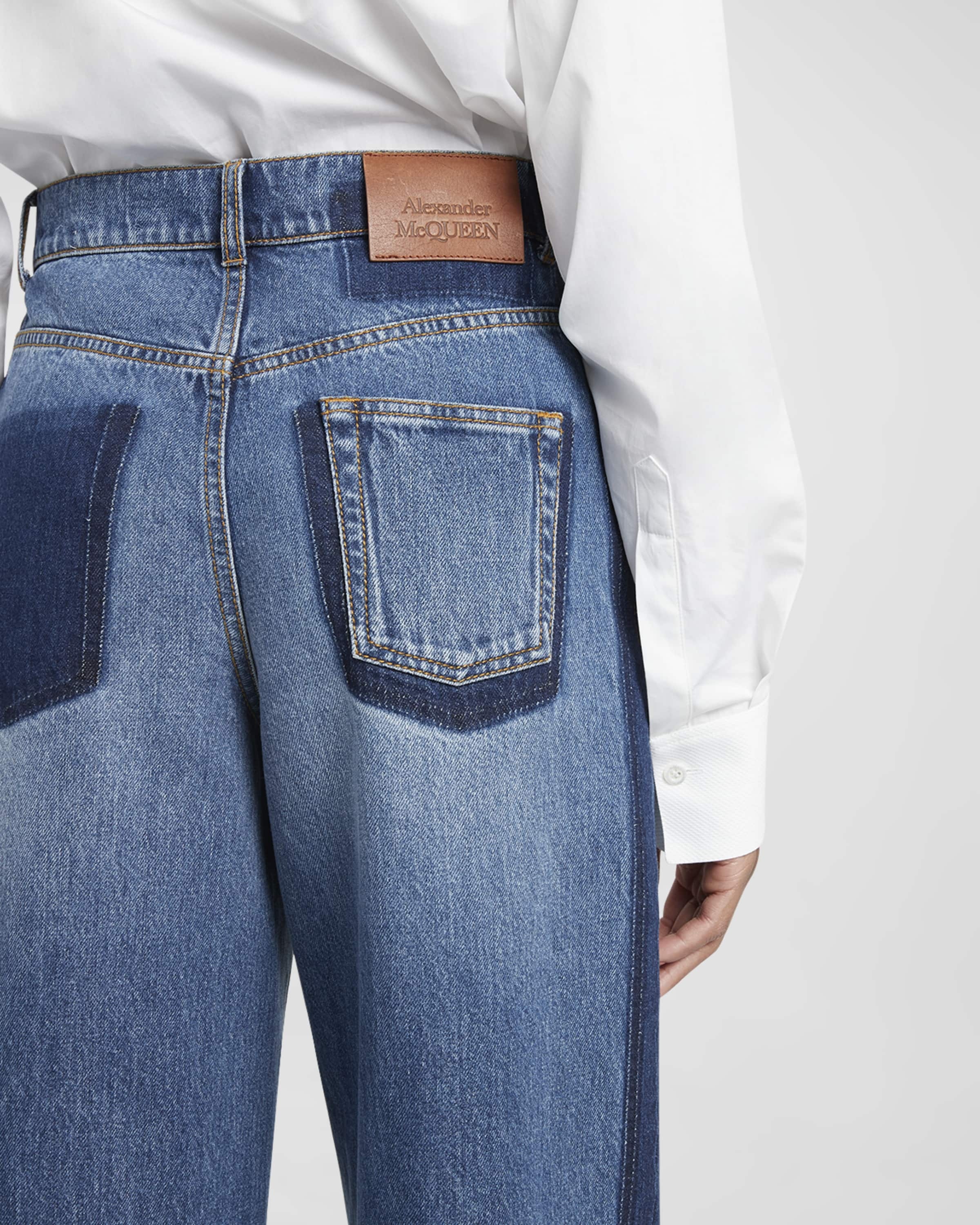 デニム・ジーパン Mcqueen Indigo Wide-Leg Denim Jeans Dark Indigo Panel Jean – Micaela Greg
