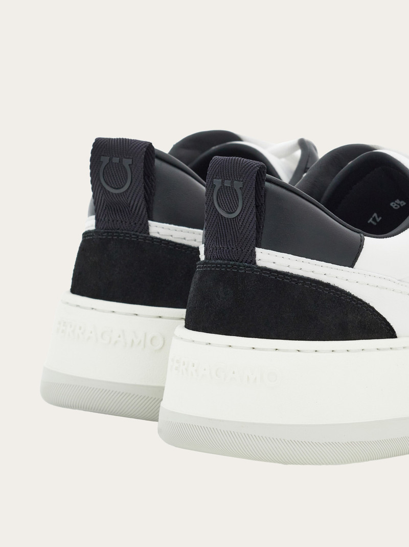 FERRAGAMO Suede patch skate sneaker outlook