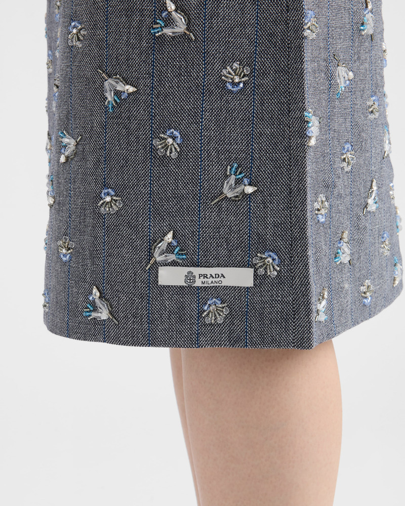 Embellished pinstripe wool midi-skirt 4