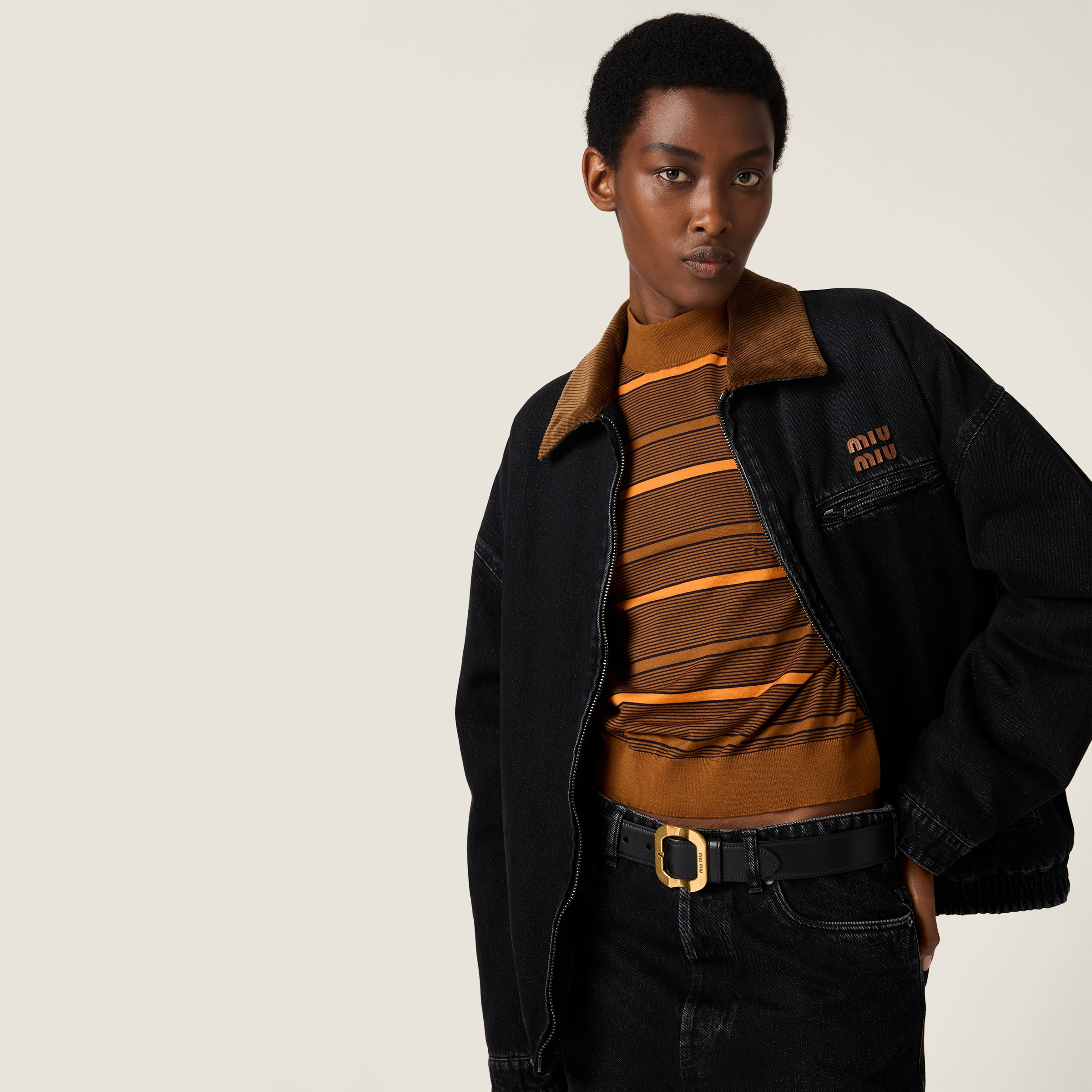 Black denim blouson jacket - 5