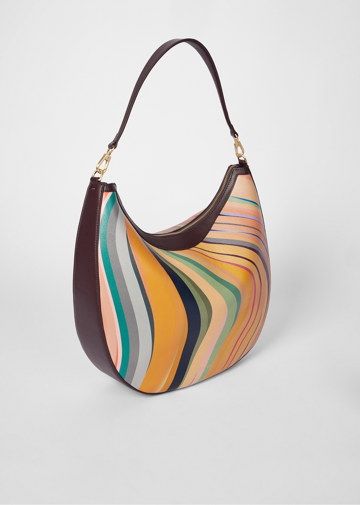 Women's 'Dusky Swirl' Leather Medium Round Hobo Bag - 2