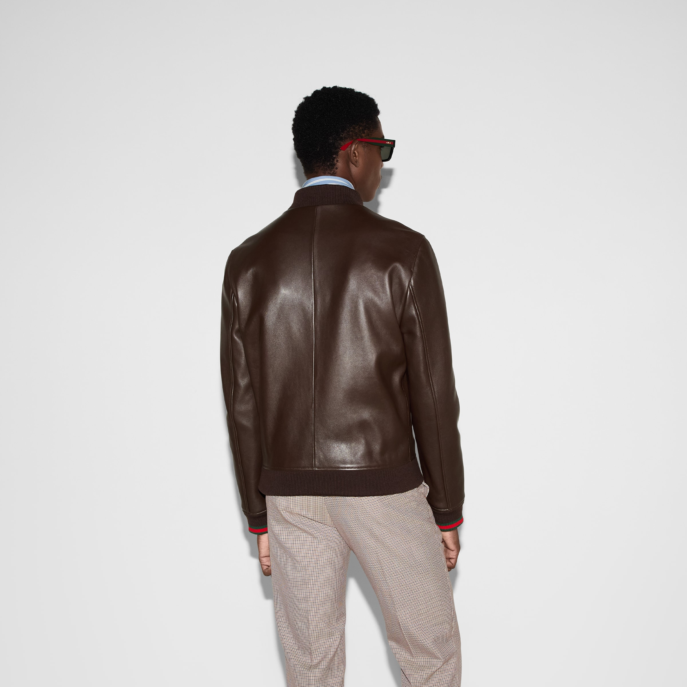Leather bomber jacket with embroidery - 4