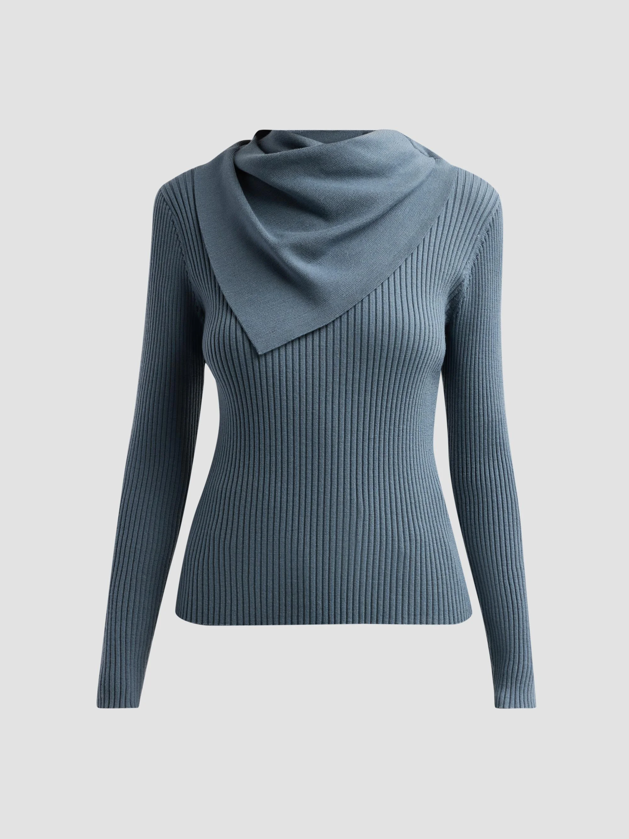 Women's Valiant Merino Scarf Top - Airforce Blue - 1