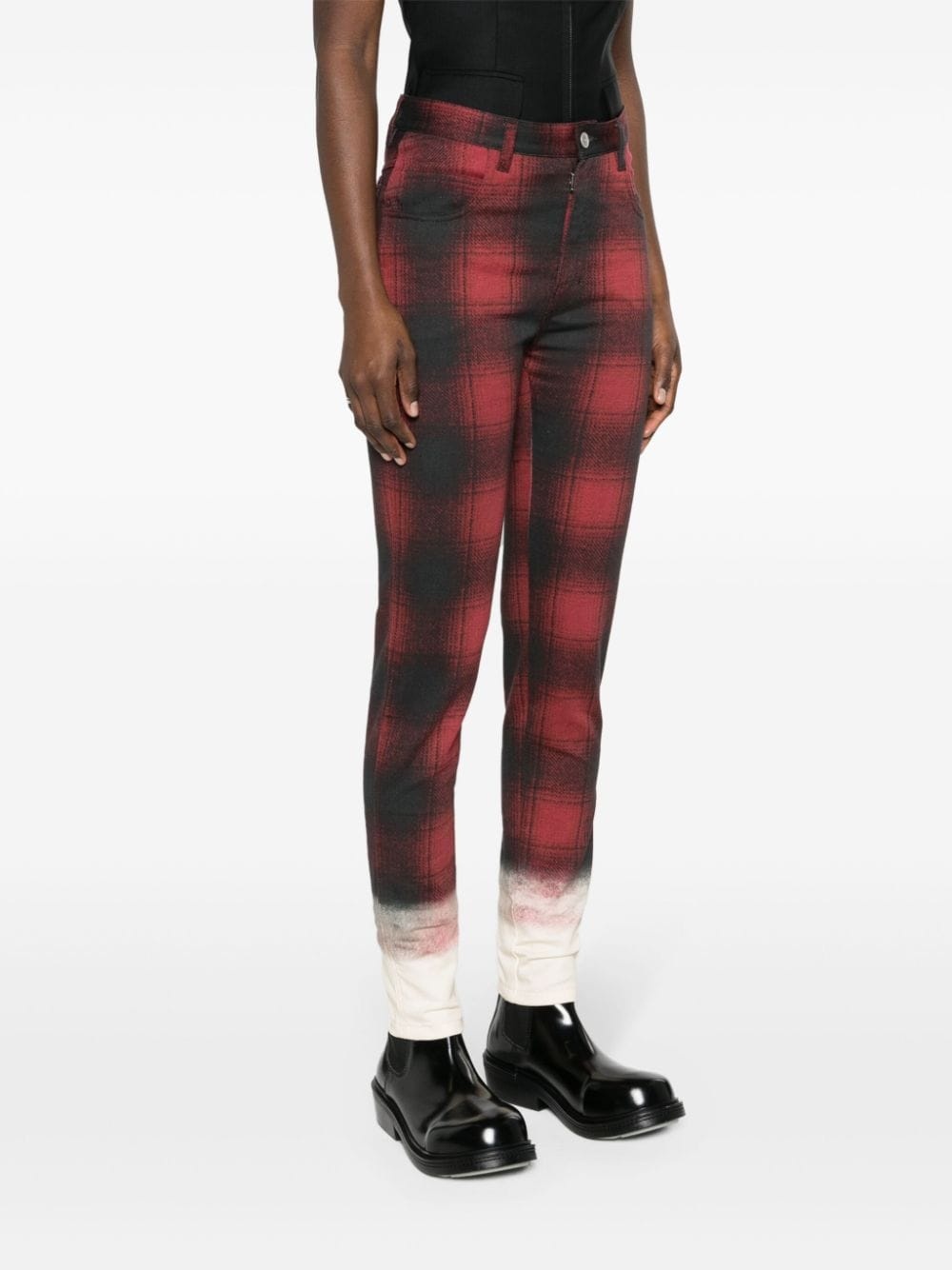 tartan-check tapered trousers - 3
