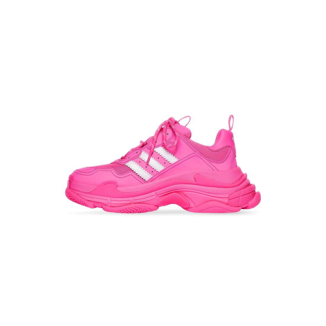 Women's Balenciaga / Adidas Triple S Sneaker in Neon Pink - 4