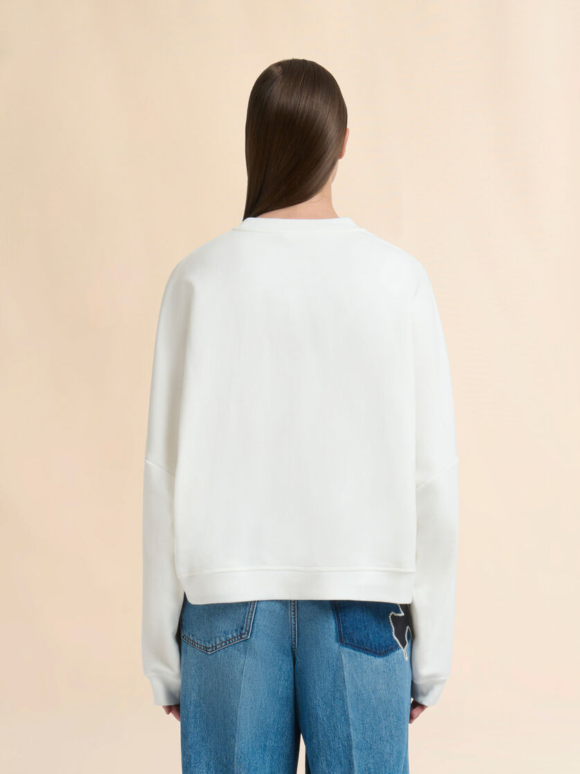 WHITE COTTON SWEATSHIRT WITH TULIP PRINT - 3