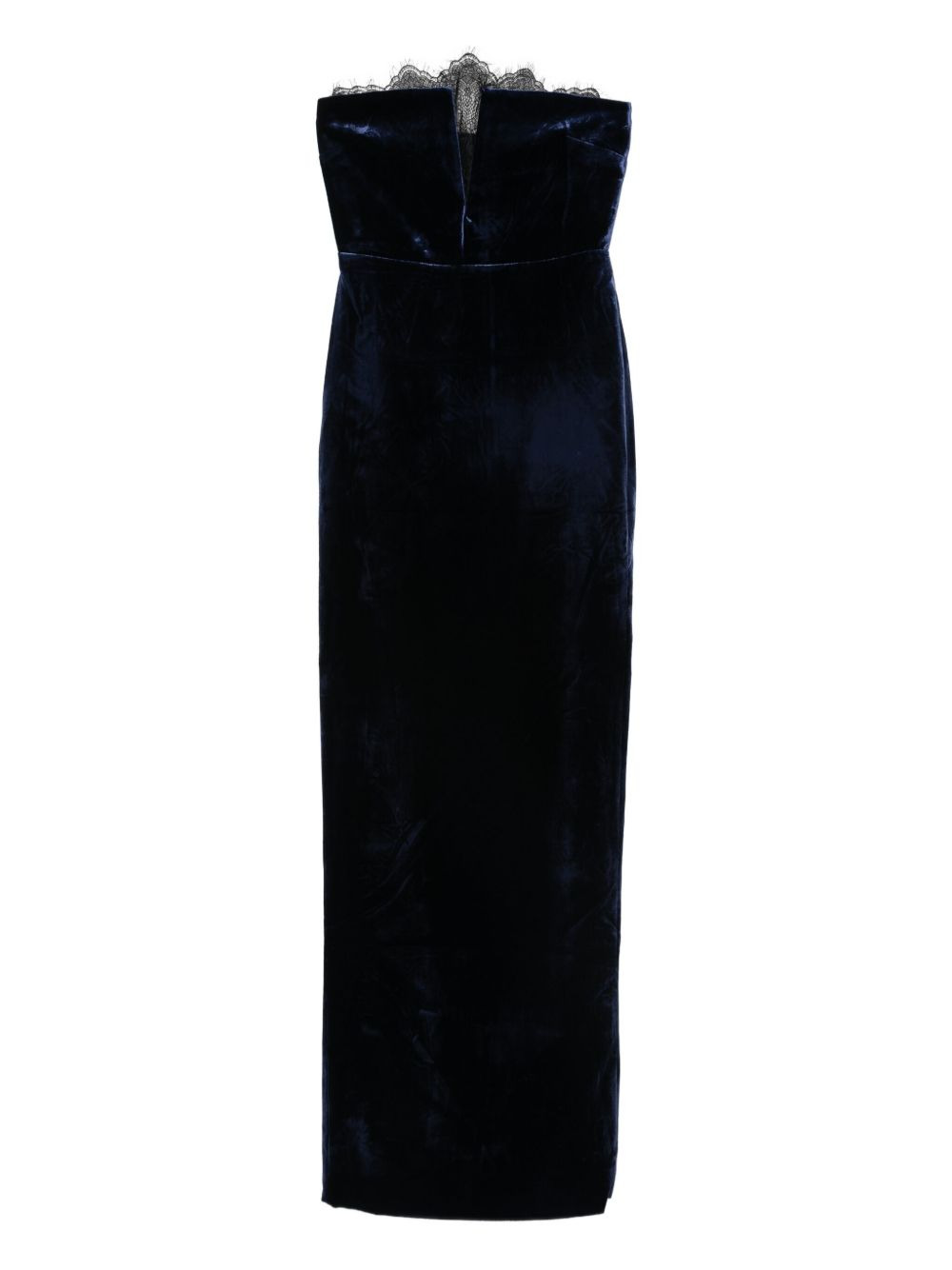 lace-trimmed velvet dress - 1