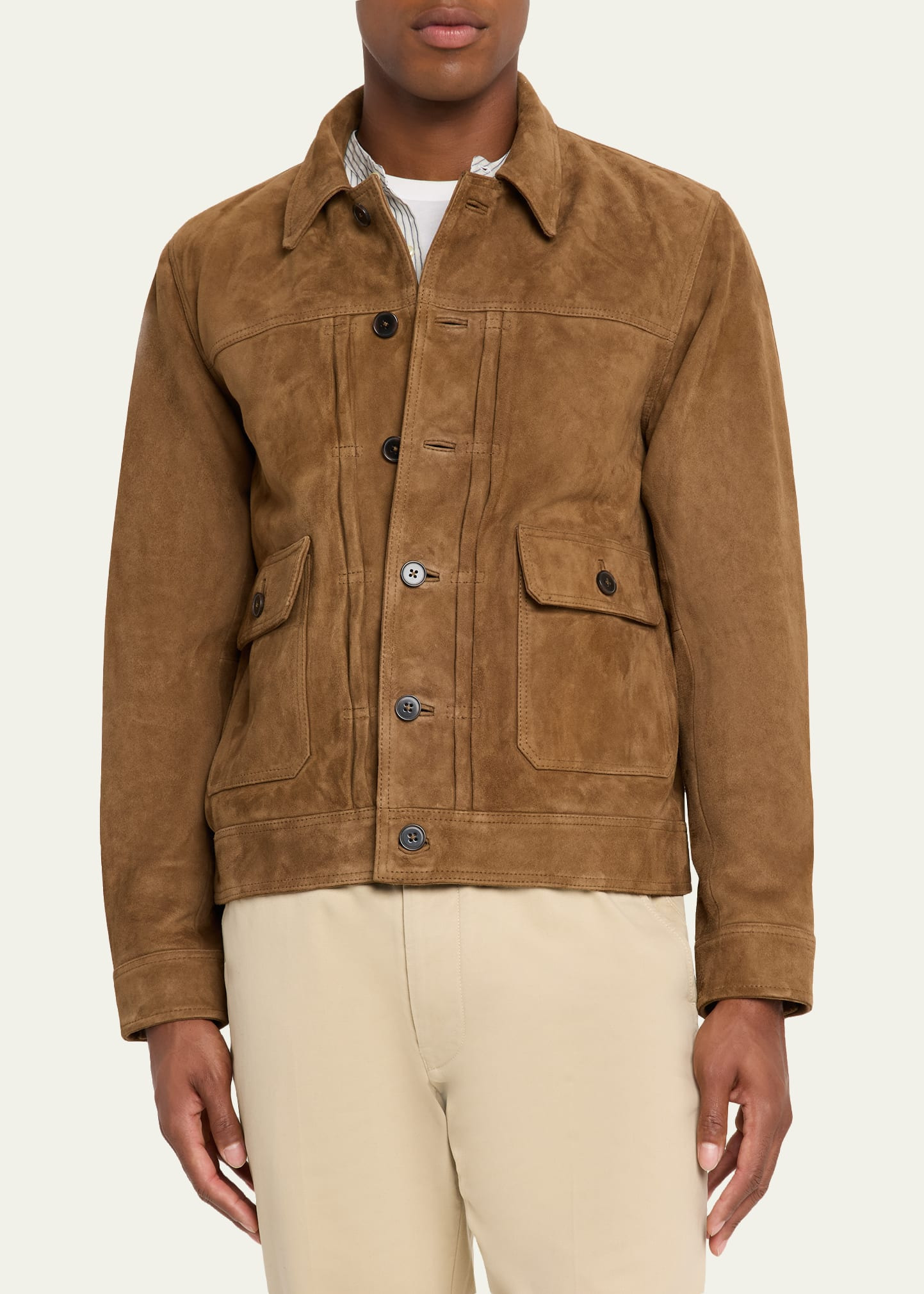 Men's Lazlo Suede Button-Front Shirt Jacket - 4