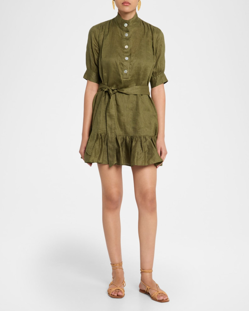 VERONICA BEARD Kaidin Belted Linen Mini Dress outlook