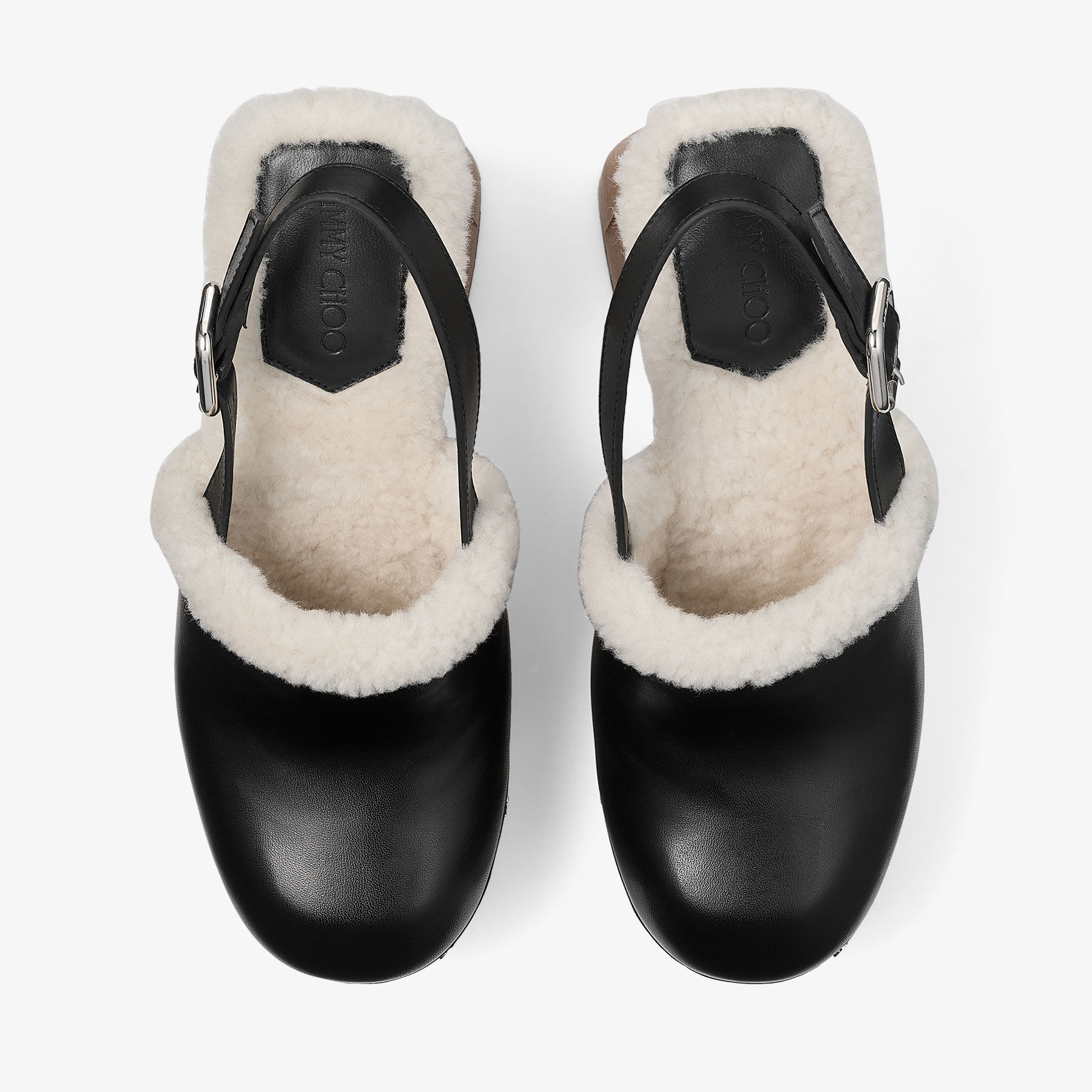 Alida Platform 135
Black Shiny Calf Leather Slingbacks with Shearling - 4