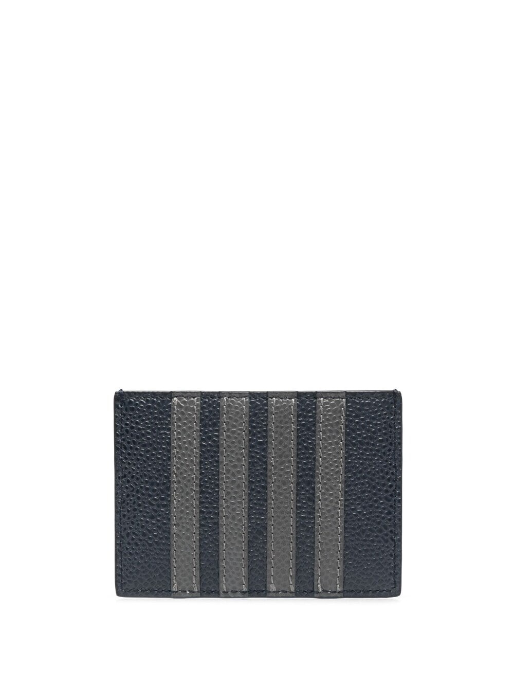 SINGLE CARD HOLDER W/ 4 BAR APPLIQUE STRIPE IN PEBBLE GRAIN LEATHER - 2