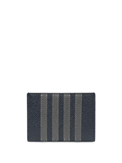 Thom Browne SINGLE CARD HOLDER W/ 4 BAR APPLIQUE STRIPE IN PEBBLE GRAIN LEATHER outlook