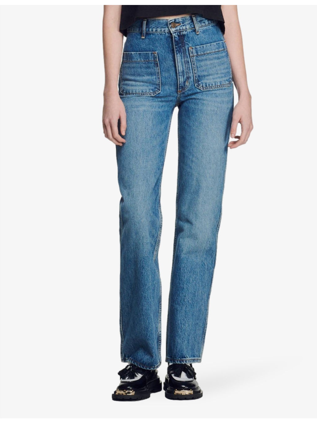 Patch-pocket flared high-rise jeans - 3