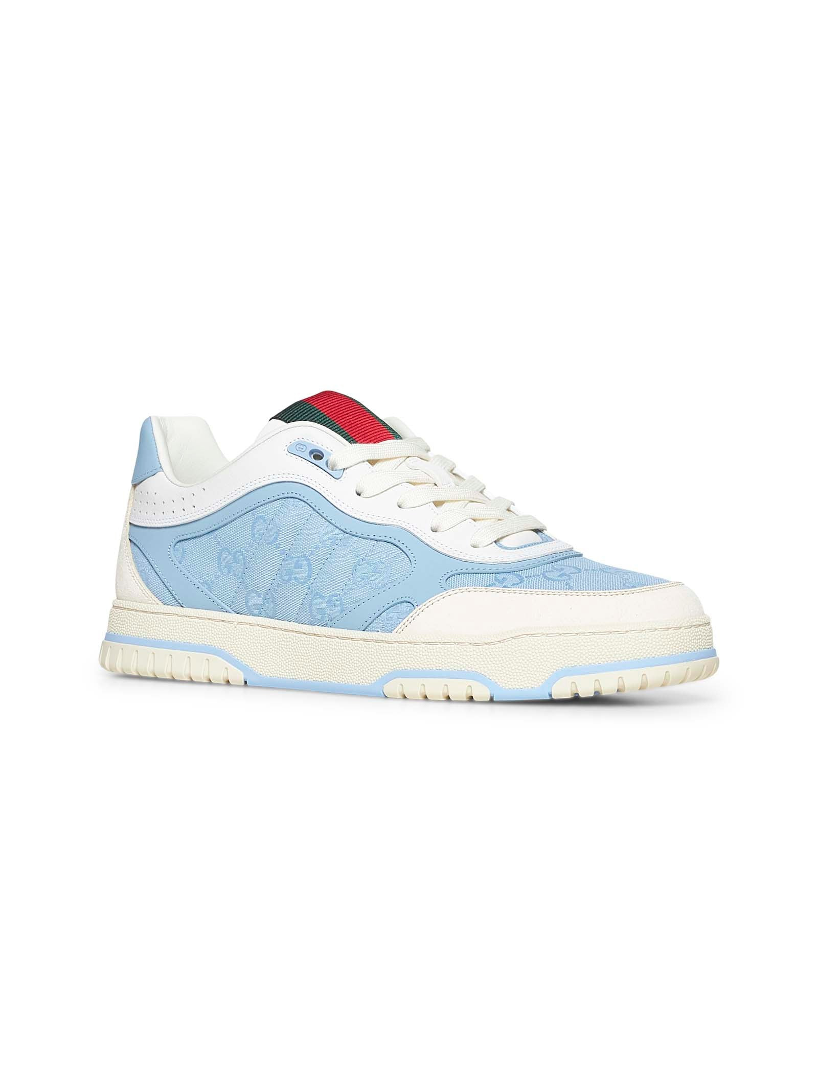 Gucci Men Light Blue Gucci Re-Web Sneakers - 2
