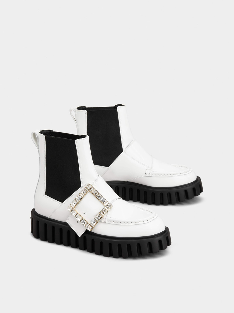 Viv' Go-Thick Strass Buckle Chealsea Ankle Boots in Patent Leather 2