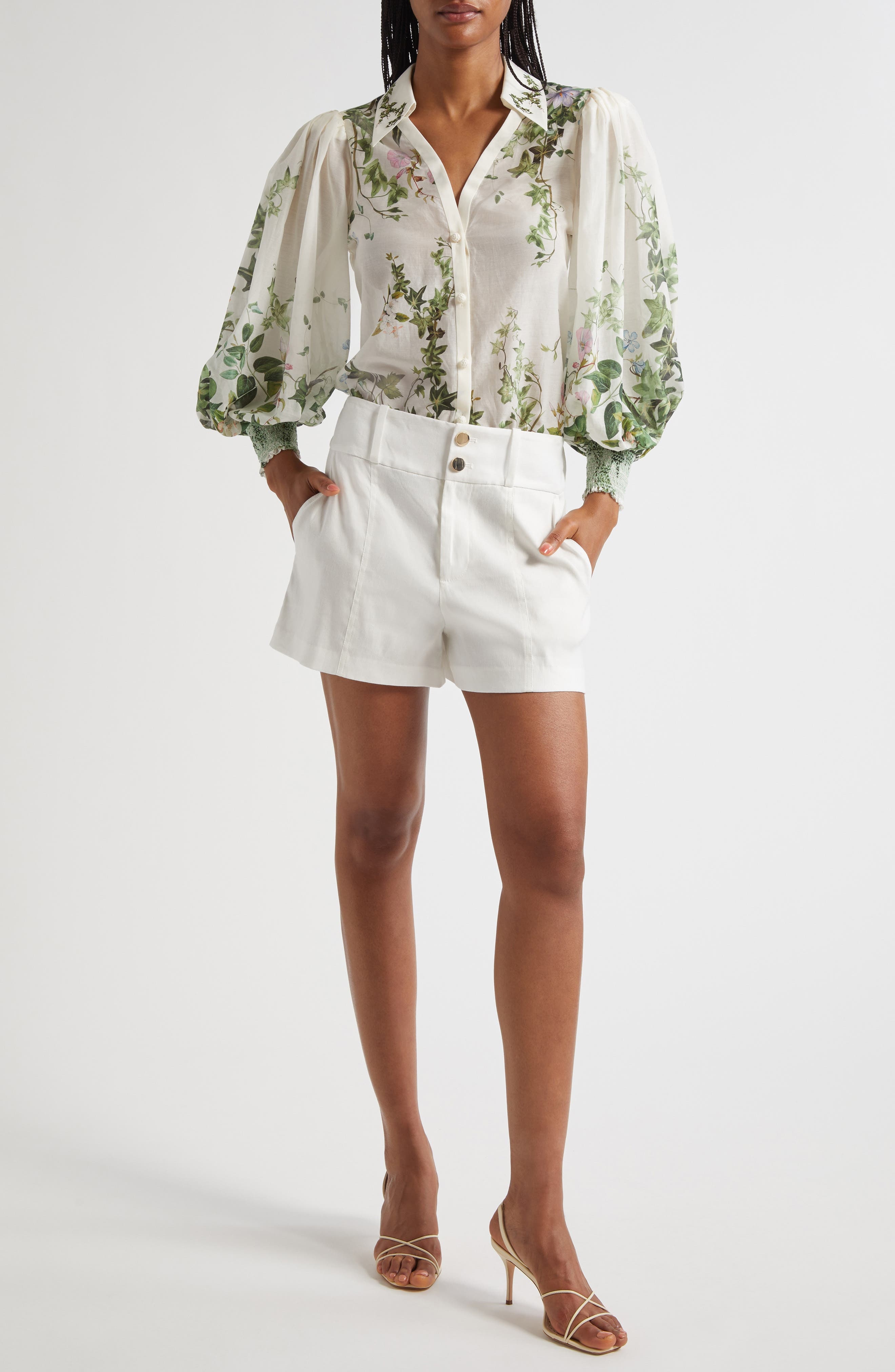 Alice + Olivia Mame High Waist Shorts in Off White at Nordstrom - 2