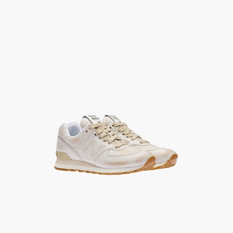 Miu Miu New Balance 574 x Miu Miu vintage-effect nappa leather sneakers outlook