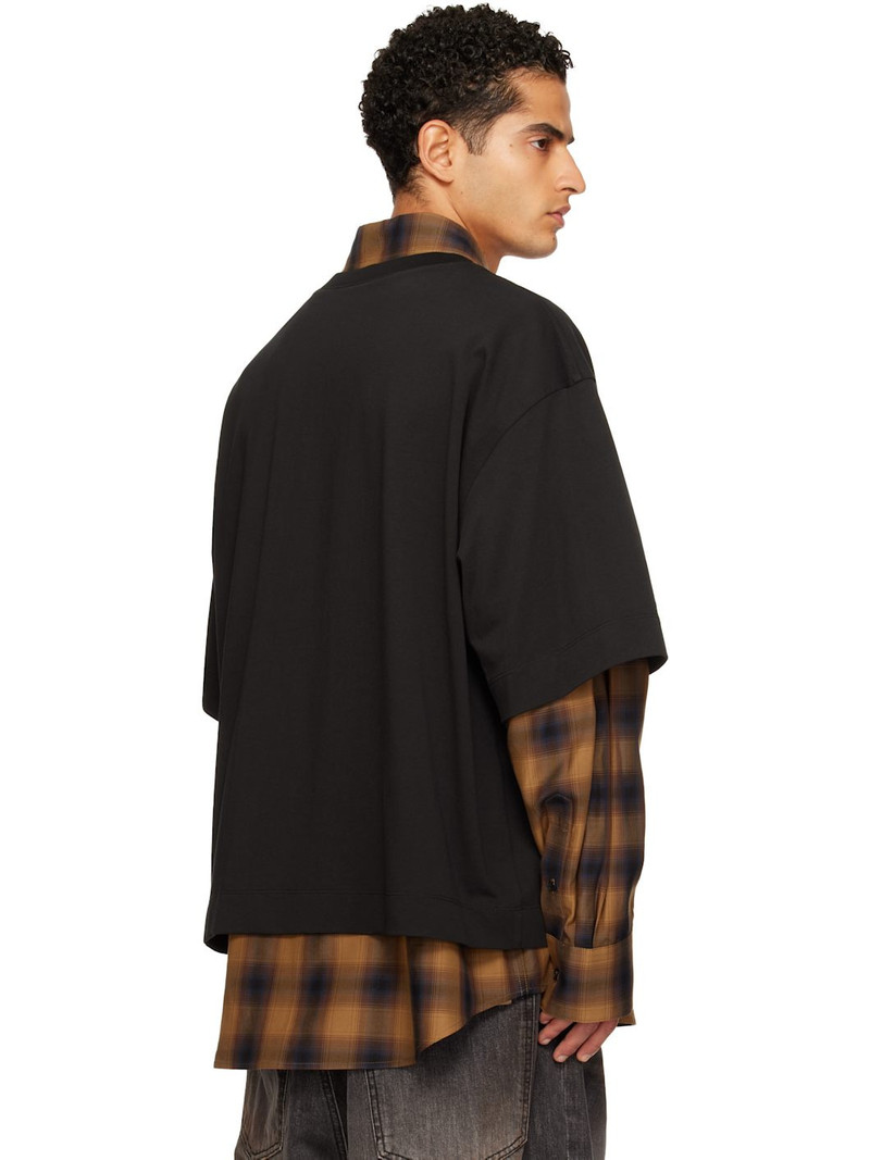 Black & Orange Flannel Check Layered Shirt 3