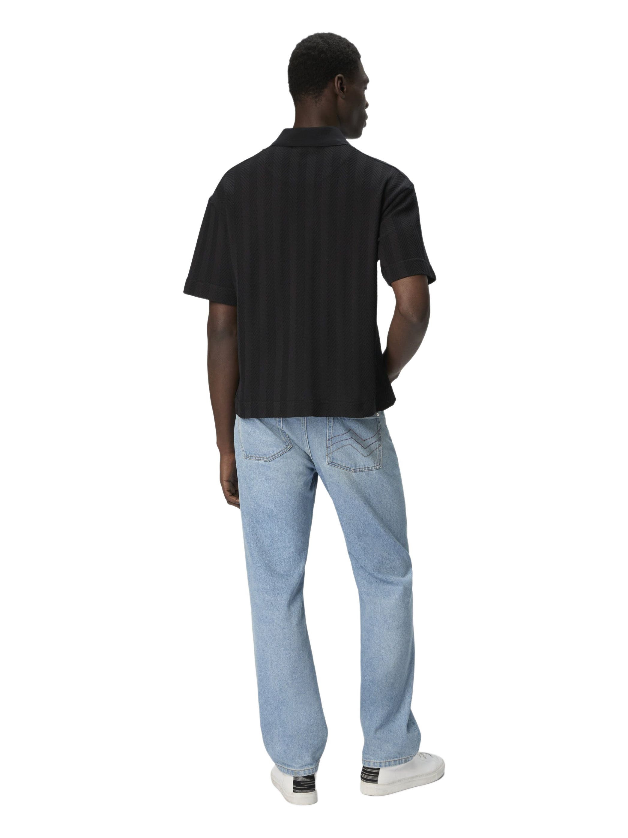 Missoni Cotton And Viscose Polo Shirt With Tone-on-tone Zigzag in Black at Nordstrom - 3
