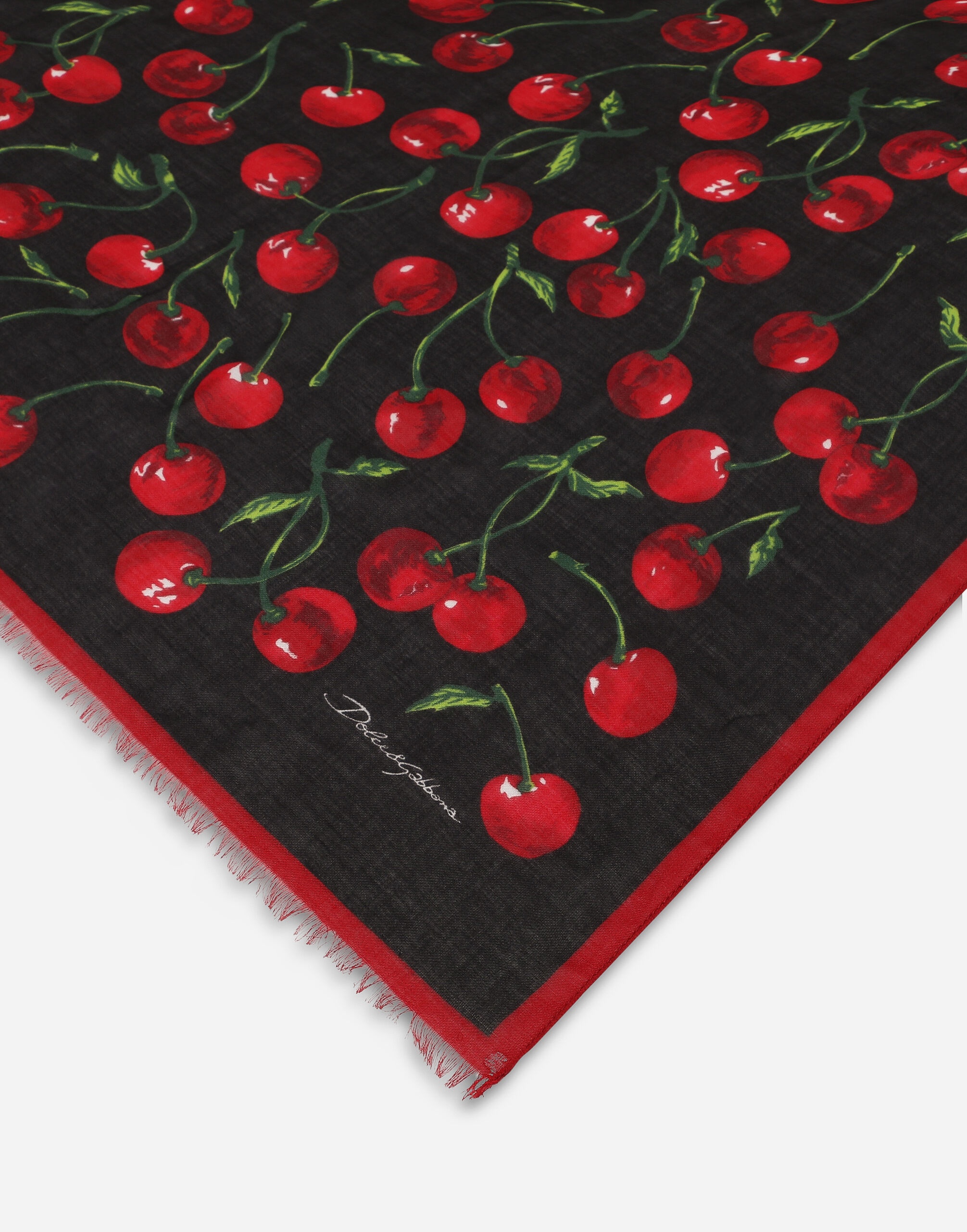 Cherry-print cashmere and modal scarf (135x200) - 2