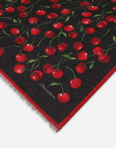 Dolce & Gabbana Cherry-print cashmere and modal scarf (135x200) outlook