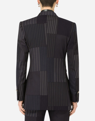 Dolce & Gabbana Double-breasted stretch wool patchwork Beat jacket outlook