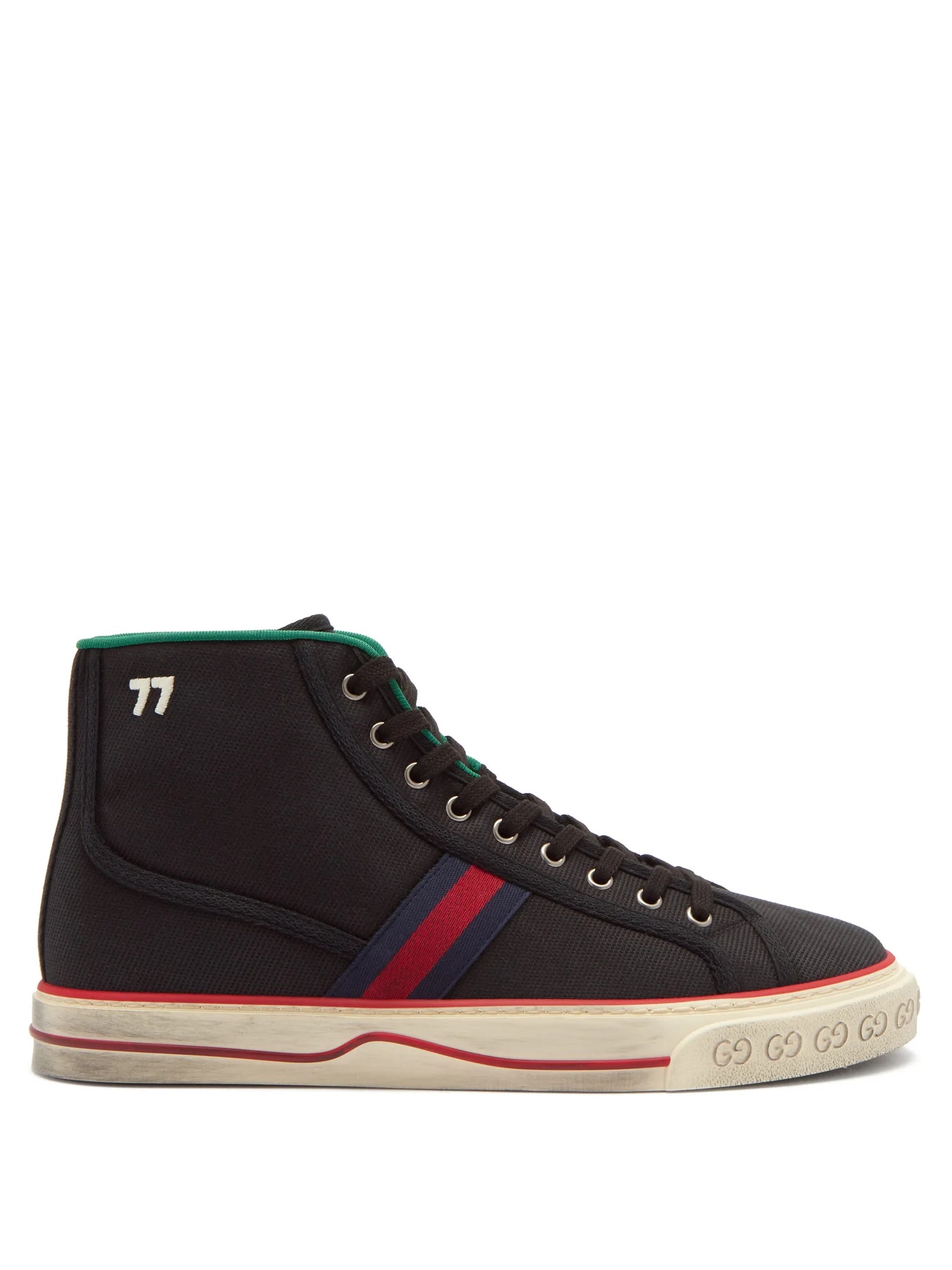 Web-stripe canvas high-top trainers - 1