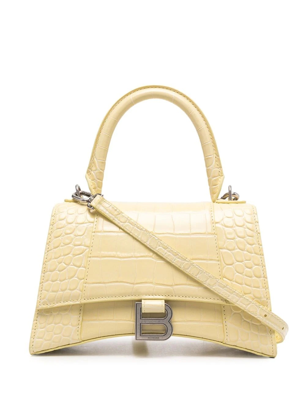 Hourglass crocodile-embossed shoulder bag - 1