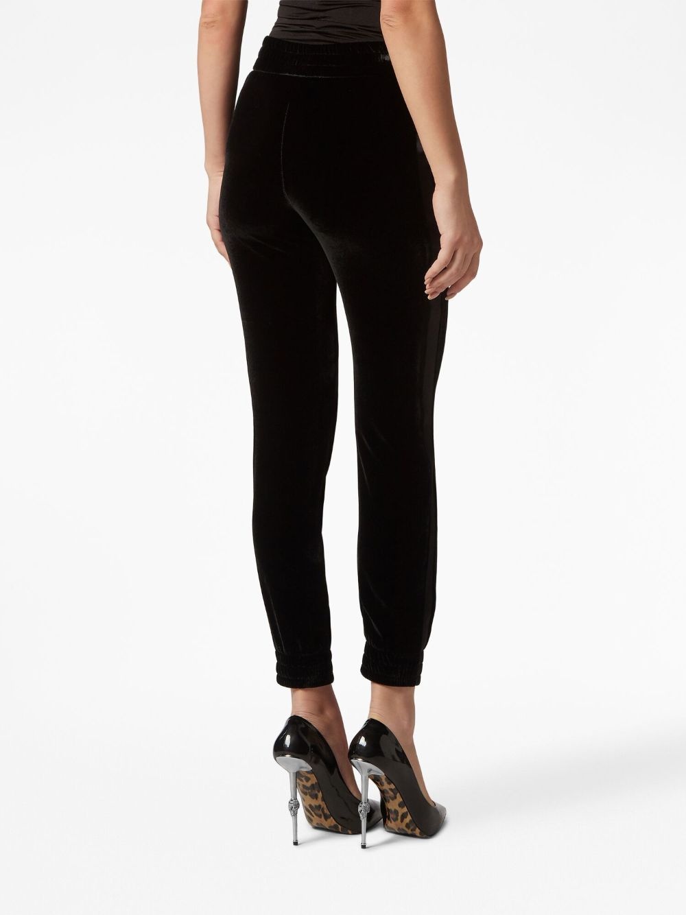 elasticated-waist velvet trousers - 5