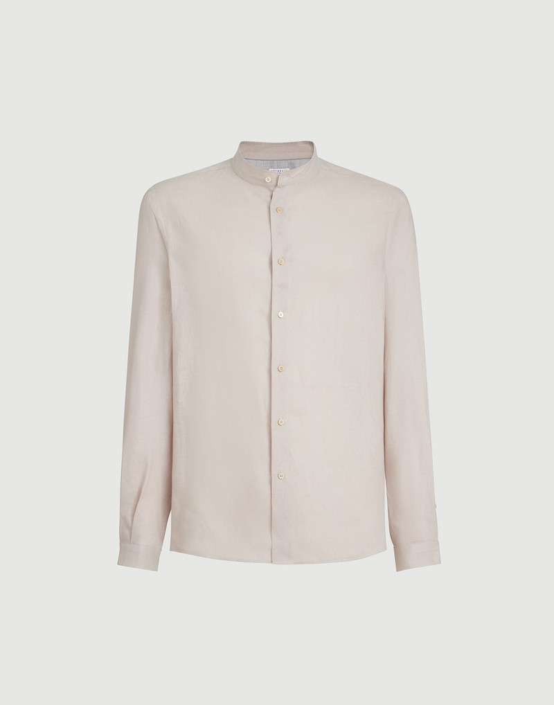 Linen easy fit shirt with Mandarin collar 1