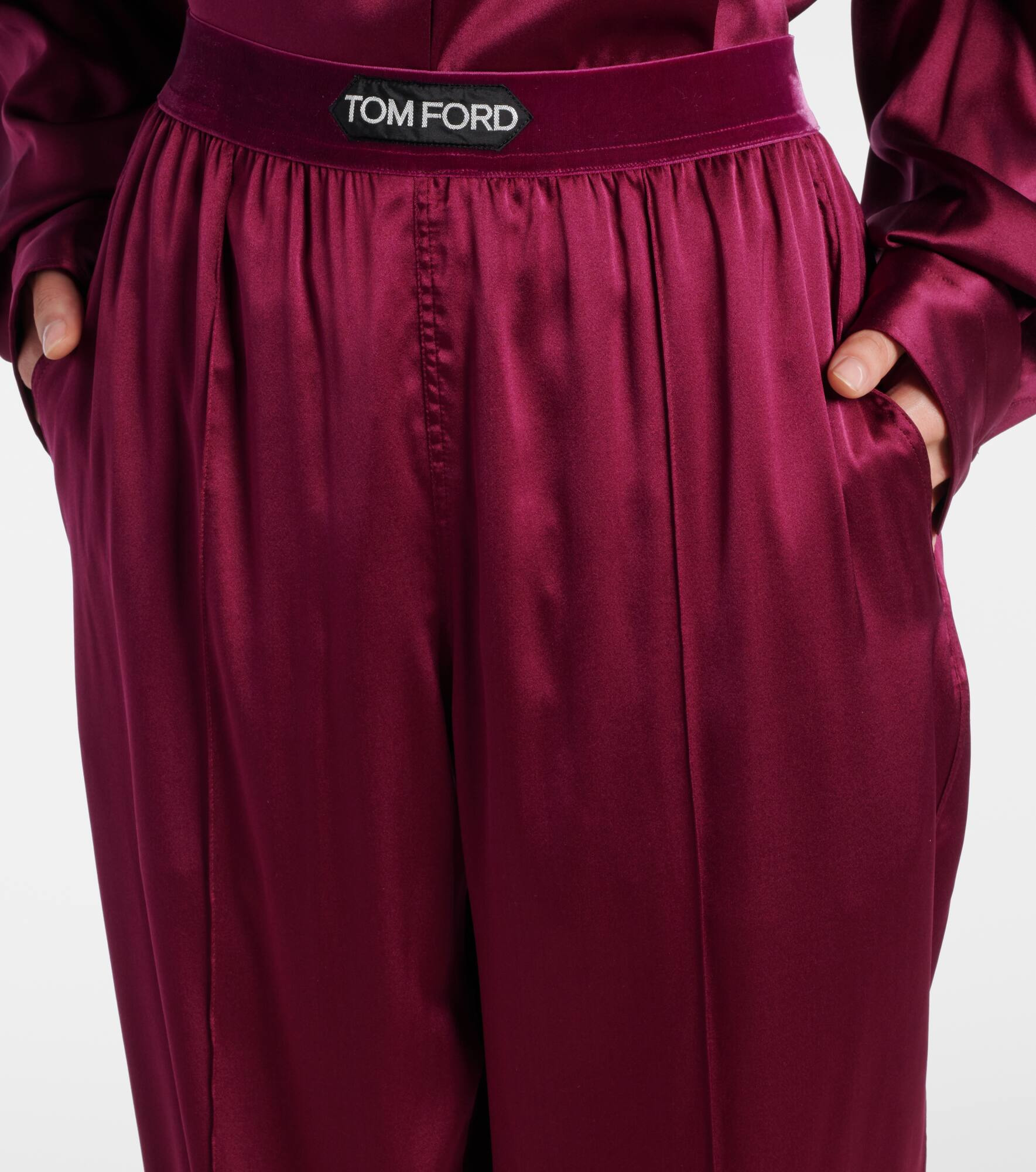 Silk-blend satin wide-leg pants - 4