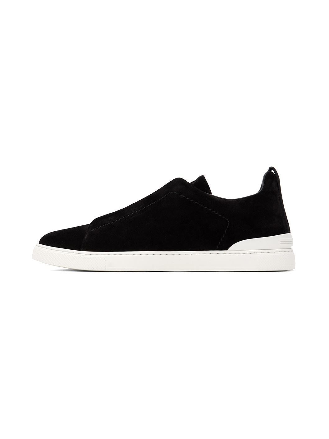 Black Suede Triple Stitch Sneakers - 3