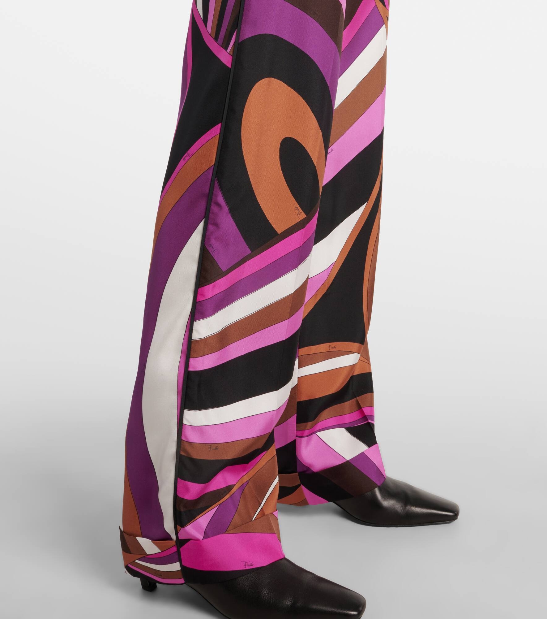 Iride high-rise silk twill wide-leg pants - 5