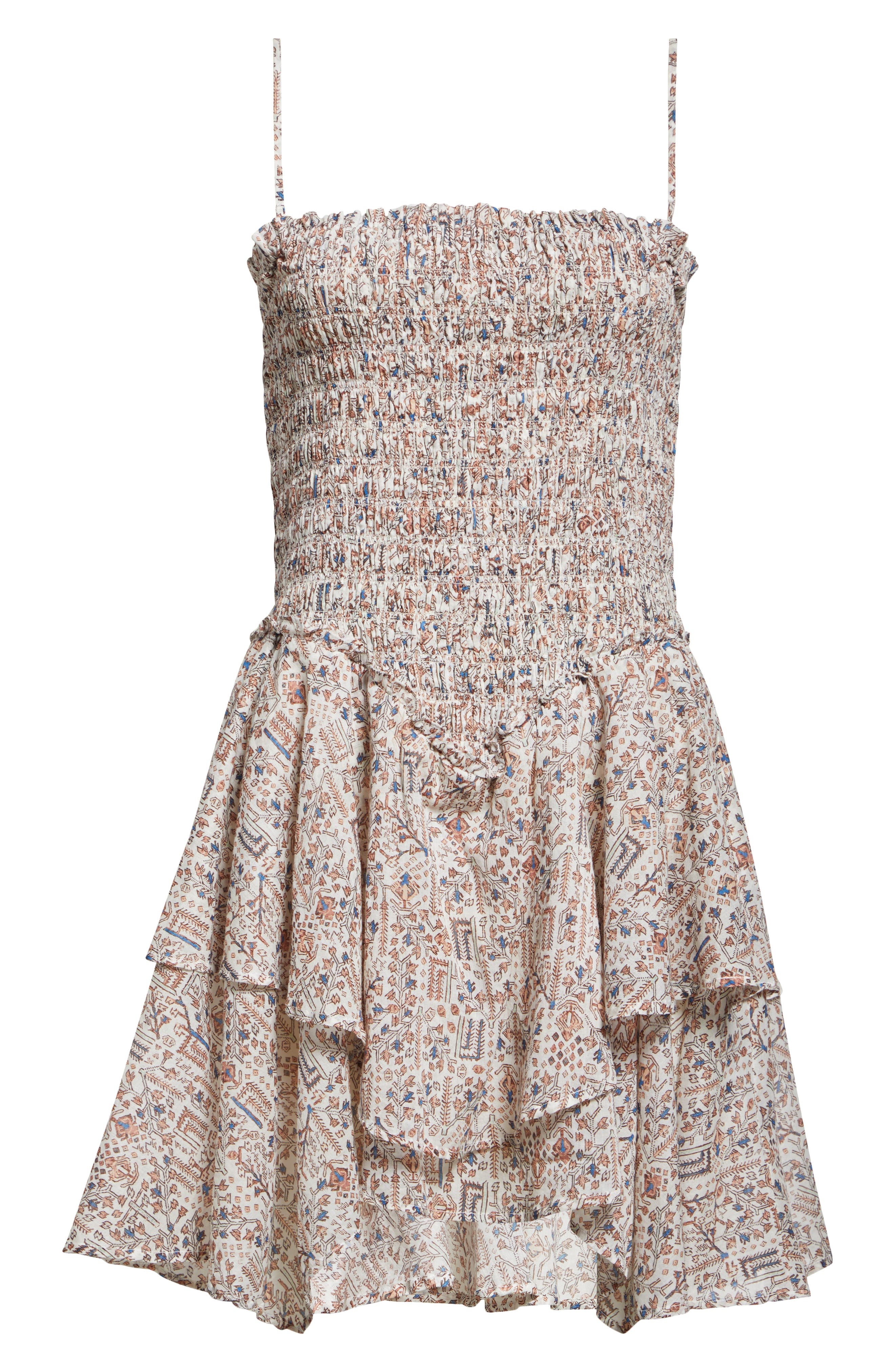 Isabel Marant Étoile Anka Shirred Tiered Convertible Cotton Voile Minidress in Ecru at Nordstrom - 6
