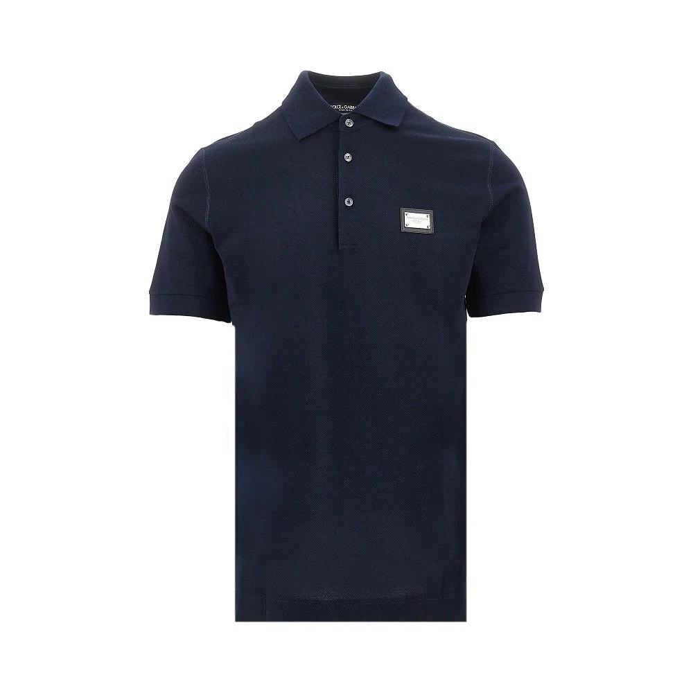 PIQUET POLO SHIRT WITH LOGO PLATE - 1