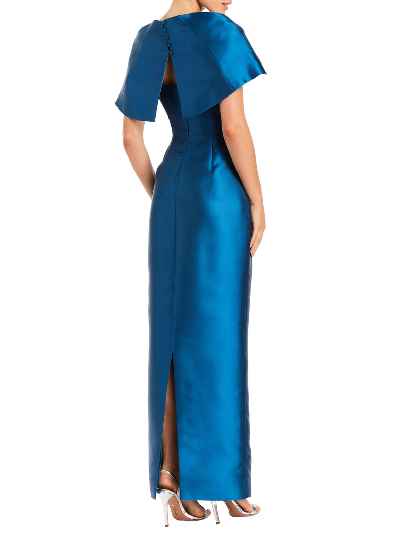 Women's Eve Embellished Satin Caplet Column Gown - Midnight 5